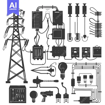 Illustration of an Electrical Power Grid System with Components