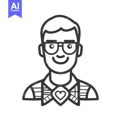 Aset premium populer: A smiling man wearing glasses and a checkered shirt