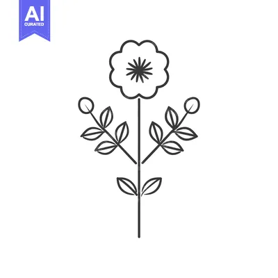 Aset premium populer: Simple stylized illustration of a flowering plant with leaves and buds