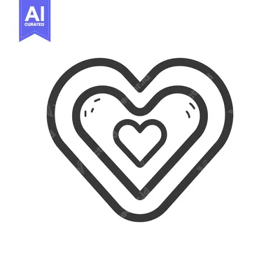 Three nested hearts depicted with thick dark outlines on white backgro