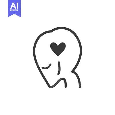 Aset desain premium: Simple Outline Drawing Depicting Someone Having Love In Their Mind
