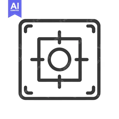 Premium design asset: Minimalist Target Icon: Rounded Square Frame with Crosshair and Circle