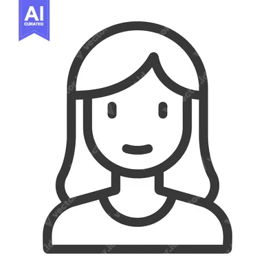 Aset premium populer: A simple outline illustration depicting a female person smiling