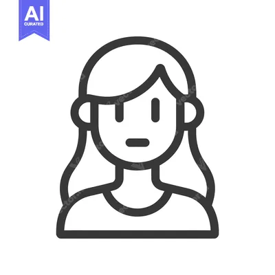 Aset desain premium: A simple icon representing a woman with long flowing hair