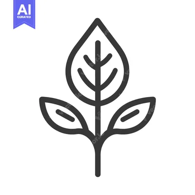 Aset desain premium: A simple outline illustration depicting a plant with several leaves