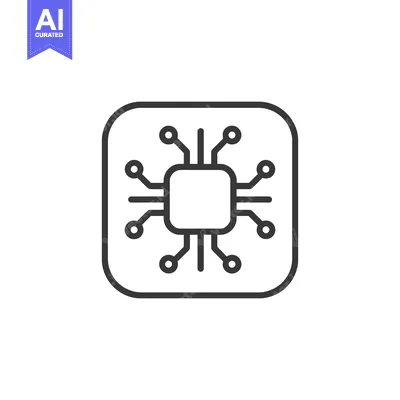 Premium design asset: Minimalist Microchip Icon: Rounded Square with Circuitry Design