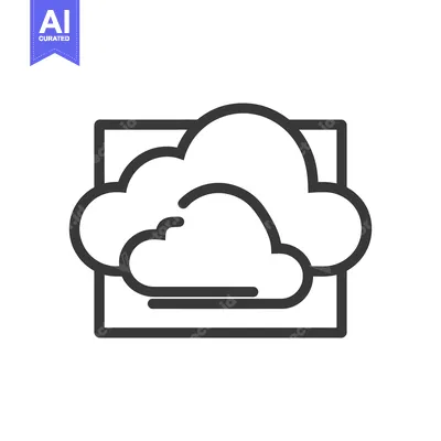 Aset desain premium: Minimalist Cloud Icon with Square Frame, Weather Symbol