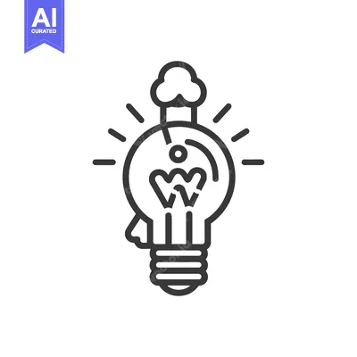Premium design asset: A line illustration depicts a lightbulb with steam rising from it