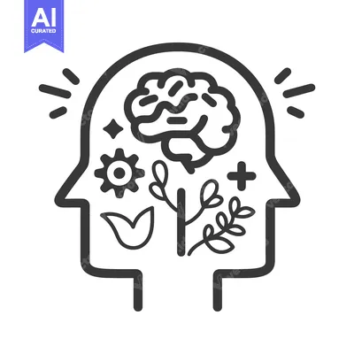 Aset premium populer: Human Head Silhouette Depicting Mental Activity and Inner Thoughts