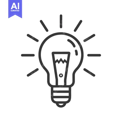 Aset desain premium: A simple illustration of an illuminated light bulb with rays