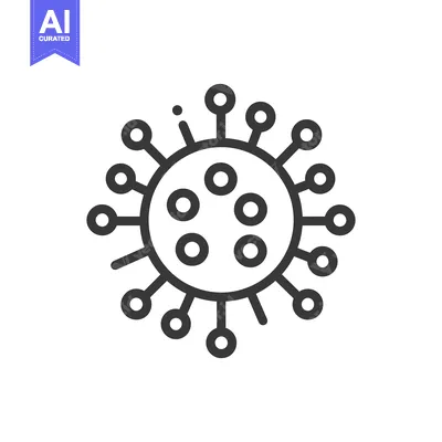 Aset desain premium: Coronavirus Icon: Detailed Line Art of Viral Structure on White