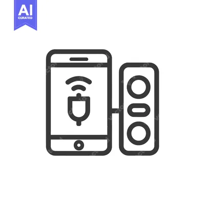 Aset premium populer: Smart Home Automation Icon: Phone, Plug, and Speaker System
