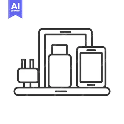 Popular premium asset: Minimalist Tech Essentials: Laptop, Phone, Charger, and Bottle Icon