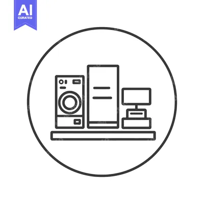 Aset desain premium: Minimalist Icon of Electronics and POS System in Circle Frame