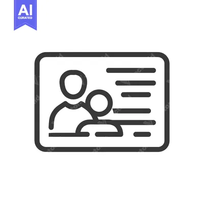 Aset premium populer: Identification Card Icon: Minimalist Design with Person and Informatio
