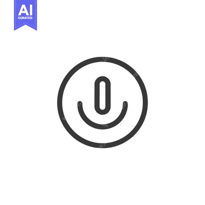 Aset desain premium: Smiling Power Button Icon: Modern, Minimalist Design on White Backgrou