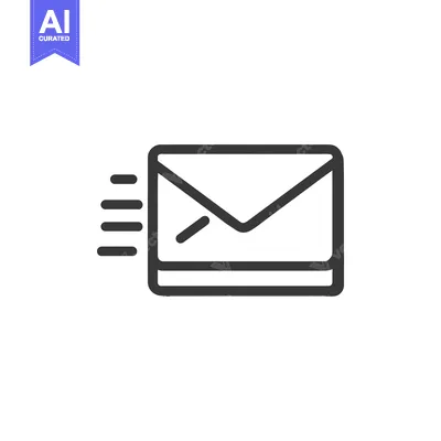 Aset premium populer: Sending Email Icon: Dark Gray Outline with Motion Lines on White Backg