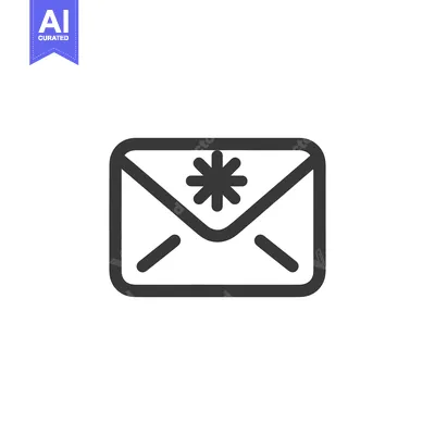 Aset premium populer: Stylized Email Icon with Asterisk, Dark Outline on White Background