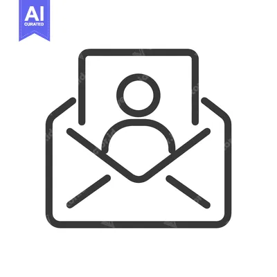 Premium design asset: Minimalist Icon: Open Envelope with User Profile, Dark Gray Outline
