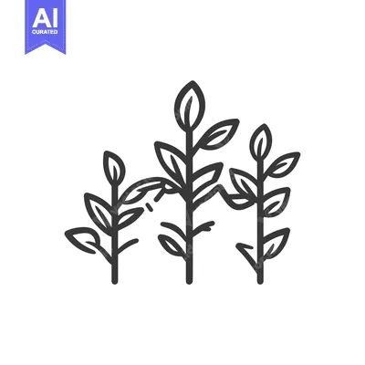Aset premium populer: Three young plants grow with detailed leaves and stems