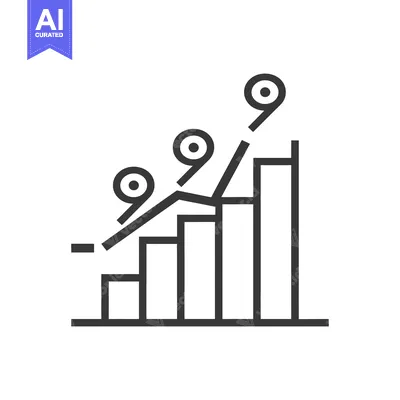 Aset desain premium: A simple line graph depicting upward movement and percentage symbols