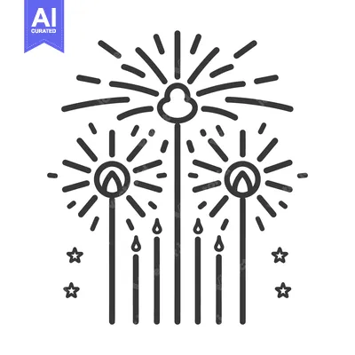 Aset premium populer: Black and white line art displays fireworks and stars