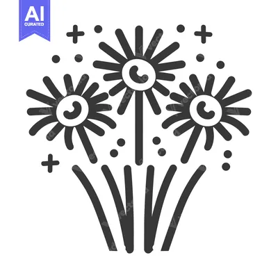 Aset premium populer: Simple stylized illustration of three flower like fireworks