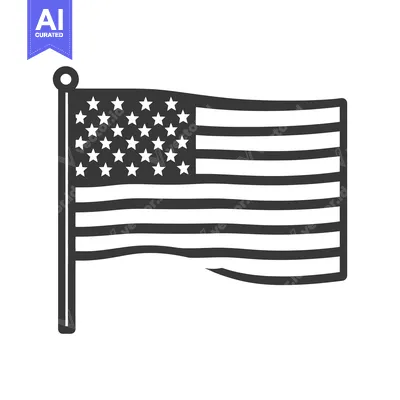 Aset premium populer: American Flag Displayed With Stars And Stripes And Flagpole