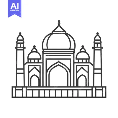Premium design asset: Simple illustration shows a symmetrical building with domes and towers