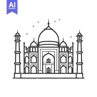 Premium design asset: Black and white illustration of a large building structure