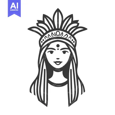 Aset premium populer: A graphic portrait of a woman wearing a headdress and adornment