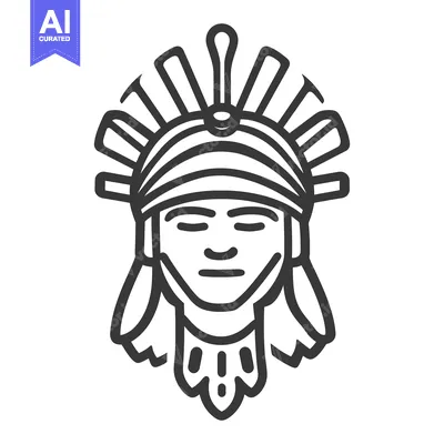 Aset desain premium: An artistic illustration depicting the face of a tribal person