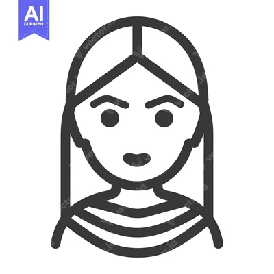 Aset premium populer: Simple monochrome depiction of a young woman with long hair