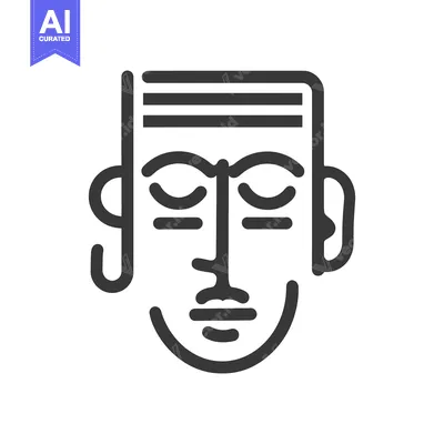 Aset desain premium: Simple line art illustration of a peaceful stylized human face