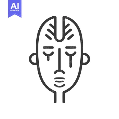 Aset desain premium: An abstract line drawing of a simple stylized human face