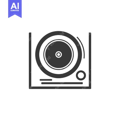 Aset premium populer: A simple grayscale illustration of a vinyl record player