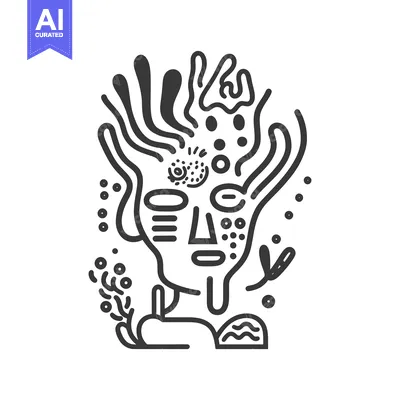 Popular premium asset: Abstract artistic illustration featuring a stylized human face design