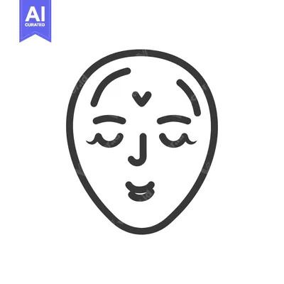 Aset desain premium: A simple linear drawing of a human face with eyes closed