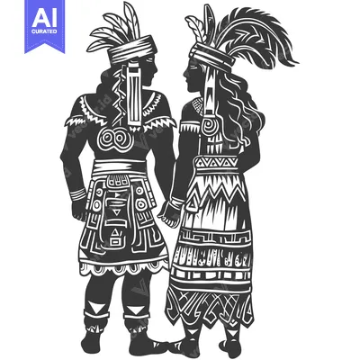 Aset premium populer: Indigenous Couple in Traditional Dress with Elaborate Headwear