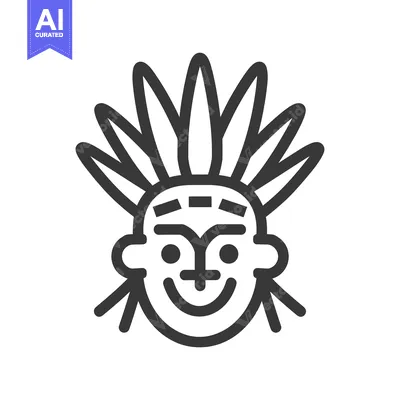 Aset premium populer: A smiling person with a mohawk style feather headdress illustration