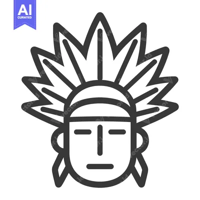 Aset desain premium: Stylized illustration of a person wearing a feather headdress