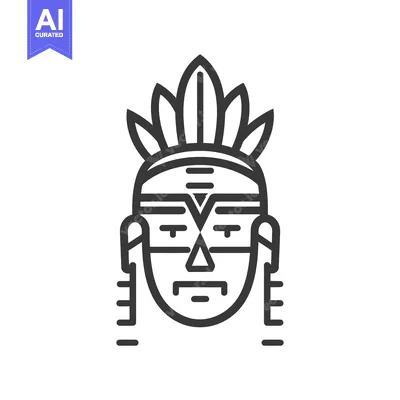 Aset premium populer: A stylized illustration depicting a native person with feather headdre