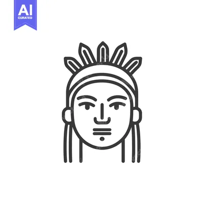 Aset premium populer: The linear illustration features a person with feathers and long hair