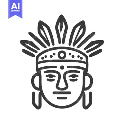 Aset desain premium: An illustration depicting the face of a native american individual