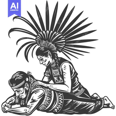 Popular premium asset: Indigenous Person With Feathers Headdress Kneeling Over Another Person
