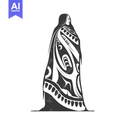 Premium design asset: Indigenous Woman Wearing Traditional Clothing with Intricate Designs
