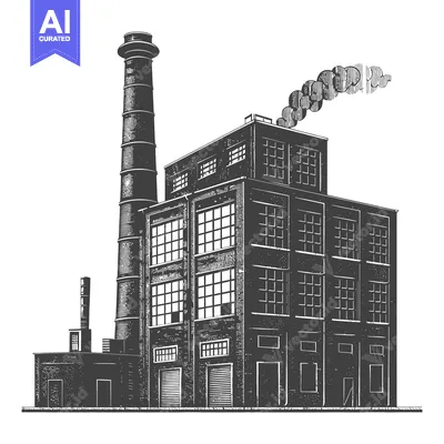 Popular premium asset: Industrial Factory Building with Tall Chimney and Smoke