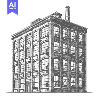 Premium design asset: An illustration of a large brick factory building