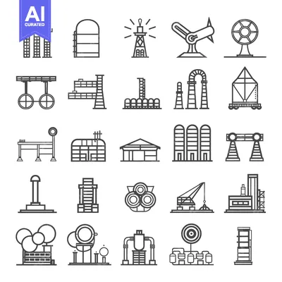 Premium design asset: Industrial Facility Line Icons Set