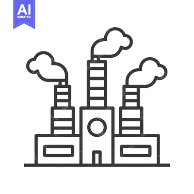 Aset premium populer: Industrial Factory Building with Smoke Stacks and Windows